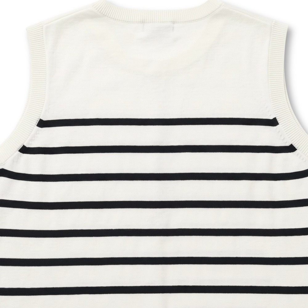 A New Day Sweater Vest Women XL Ivory Black Striped Sleeveless Knit Crewneck Top - Picture 6 of 8